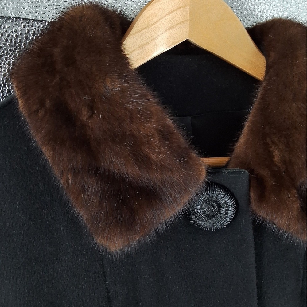 Vintage Ardoni California Wool Coat Mink Fur Collar ILGWU Union Made 60s M - Picture 2 of 7